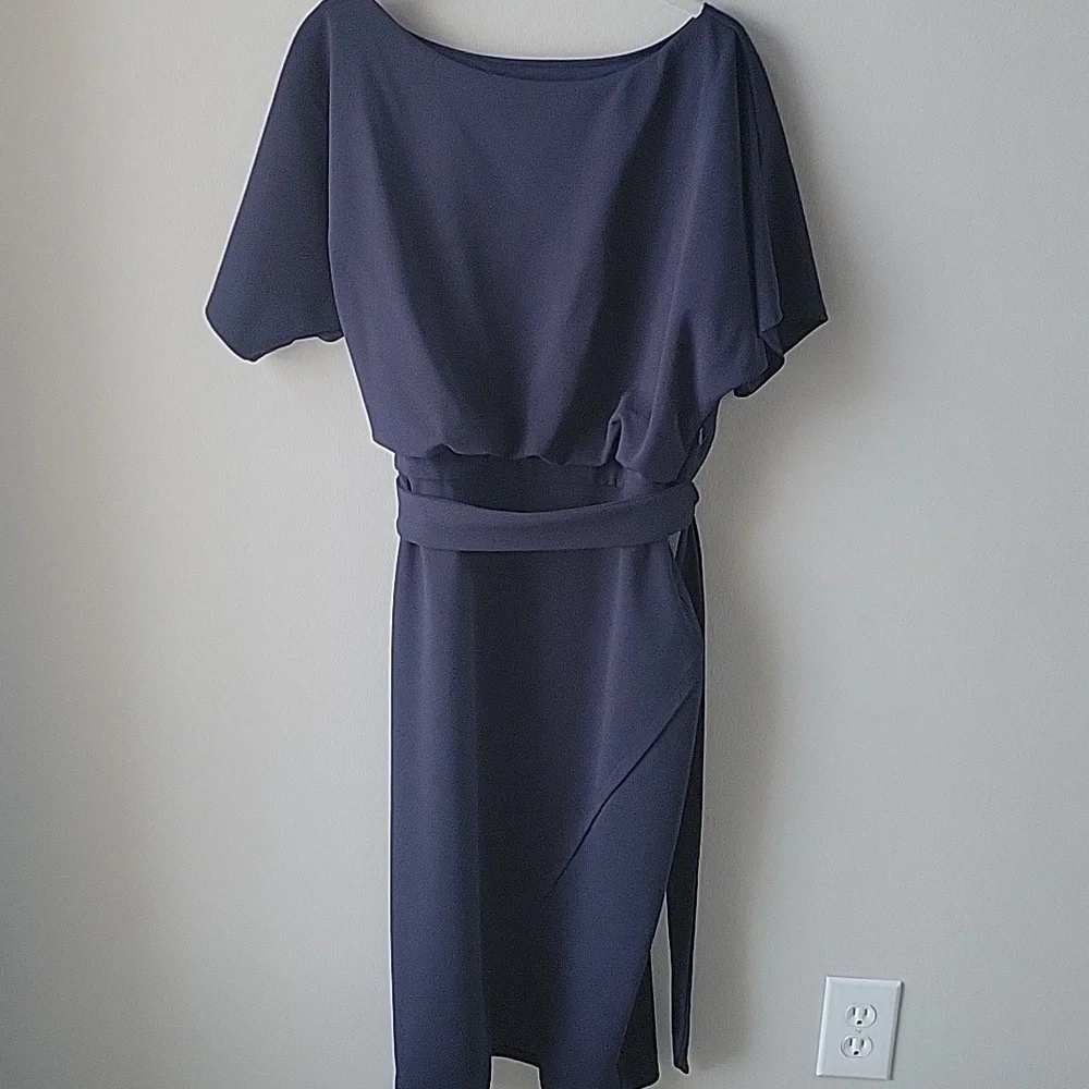 Kensie Dress Blouson Wrap Dress Womens 14 Navy Blue‎